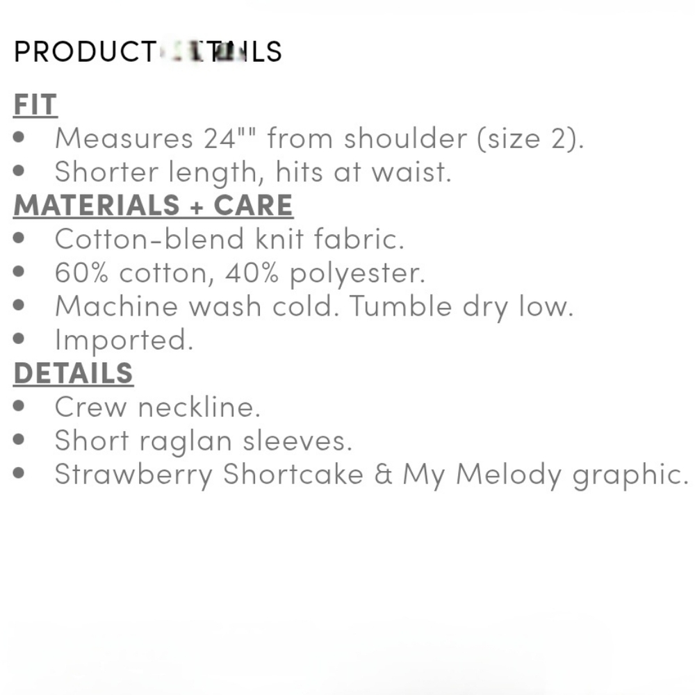 NWOT Torrid Crop Raglan-My Melody Strawberry Shortcake - Picture 5 of 5